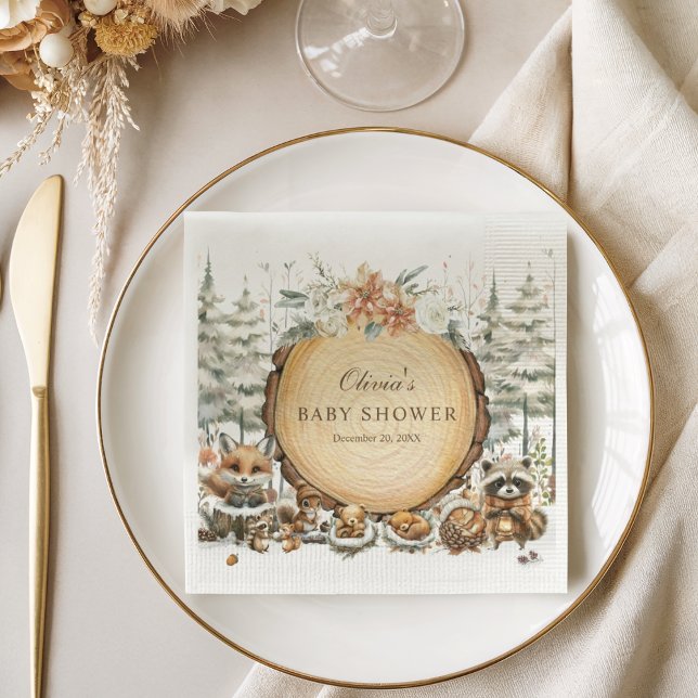 Vinter Wonderland Woodland Animals Baby Shower Pappersservett (Skapare uppladdad)