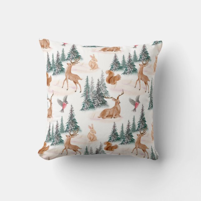 Vinter Wonderland Woodland Animals Jul Kudde (Framsida)