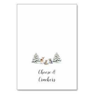 Vinter Woodland Animals Shower Buffet Food Labels Bordsnummer
