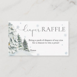Vinter Woodland Baby Shower Diaper Raffle Tilläggskort