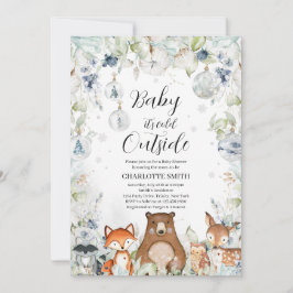 Vinter Woodland Baby Shower Inbjudningar