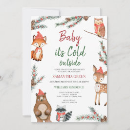 Vinter Woodland Baby Shower Inbjudningar