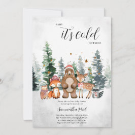 Vinter Woodland Baby Shower Inbjudningar