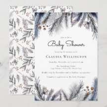 Vinter Woodland Foliage Watercolor Baby Shower