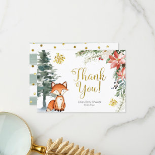 Vinter Woodland Forest Baby Shower - tackkort Tack Kort