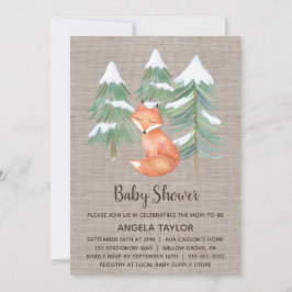 Vinter Woodland Fox Baby Shower Inbjudningar