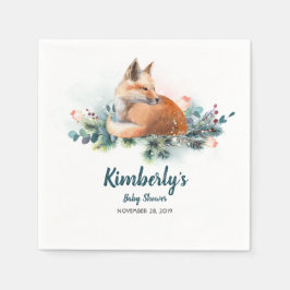Vinter Woodland Fox Baby Shower Pappersservett