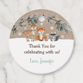 Vinter Woodland Greenery Baby Shower Gåvor Etiketter