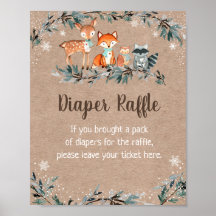 Vinter Woodland Greenery Baby Shower Raffle