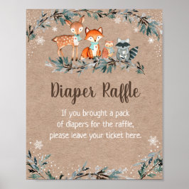 Vinter Woodland Greenery Baby Shower Raffle Poster