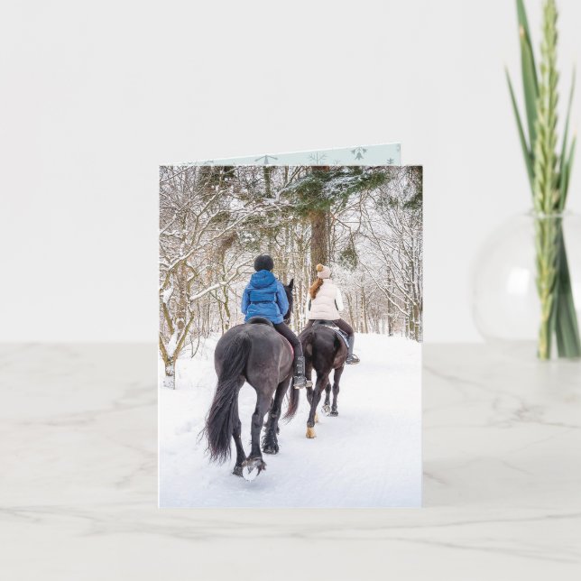 Vinter Woodland Horse Riders jul Kort (Framsida)