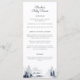 Vinter Woodland Modern Script Baby Shower Meny