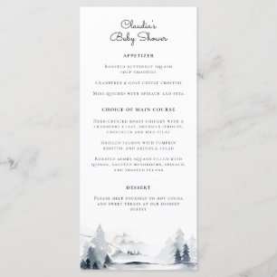 Vinter Woodland Modern Script Baby Shower Meny