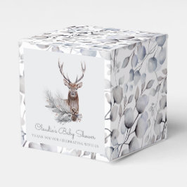 Vinter Woodland Stag Modern Script Baby Shower Presentaskar