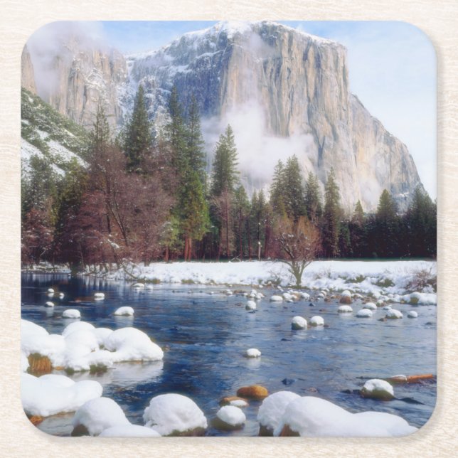Vinter Yosemite National Park Underlägg Papper Kvadrat (Framsidan)