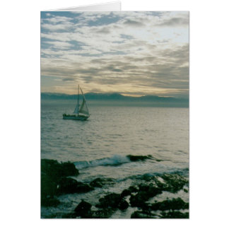 Vinteraftonen seglar på Stillahavskusten Hälsningskort