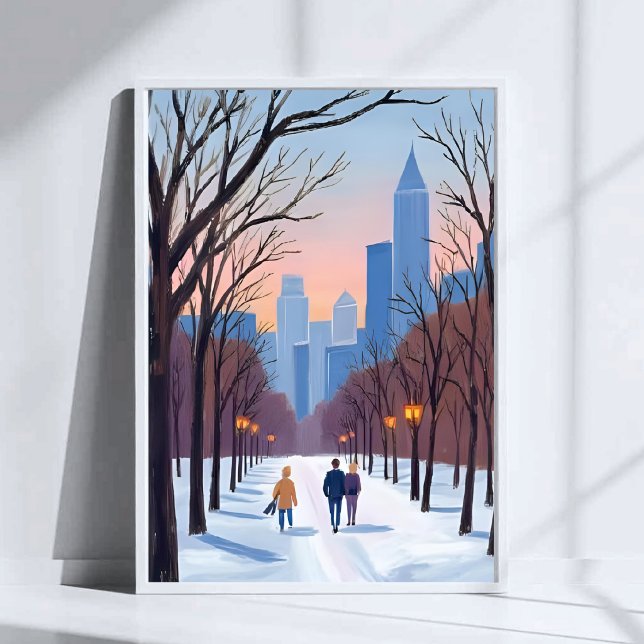Vinterakvarellmålning av Boston Common Poster (Skapare uppladdad)