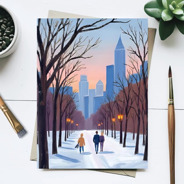 Vinterakvarellmålning av Boston Common Vykort (Skapare uppladdad)