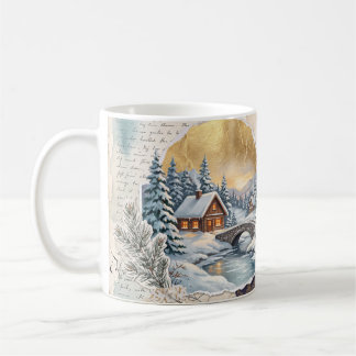 Vinteralpin by vintage botanisk collage kaffemugg