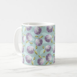 Vinteräpplen, kall grönt och lila mönster kaffemugg