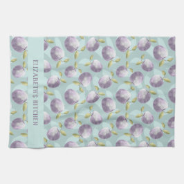 Vinteräpplen, kall grönt och personlig för lila kökshandduk