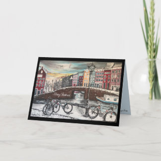 Vinteråret i Amsterdam - Julkortet för cyklister Kort