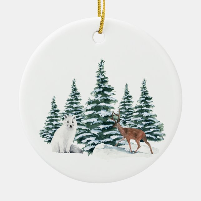 Vinterarktisk jul | Anpassningsbar 4 Samlingsfoto Julgransprydnad Keramik (Framsidan)