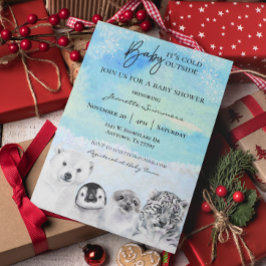 Vinterarktiska djurbabyskor Det är Kall utanför Inbjudningar