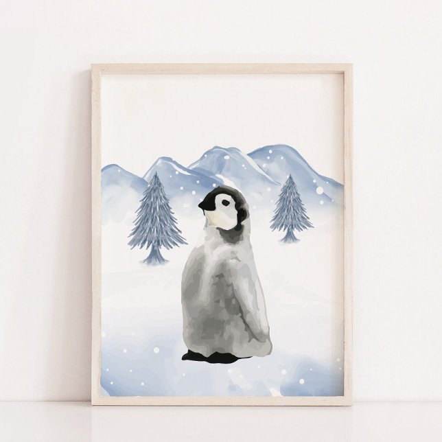 Vinterarktiska djurets Penguin Nursery Wall Decor Poster (Winter Arctic Animal Penguin Nursery Wall Decor)