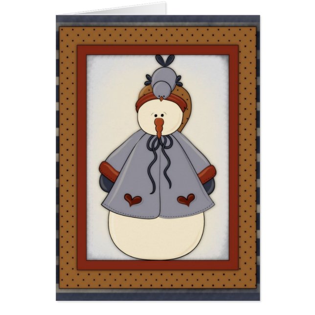 Vinterårsäsong Snowfolk Snögubbe Greeting Card 2 Hälsningskort (Framsidan)