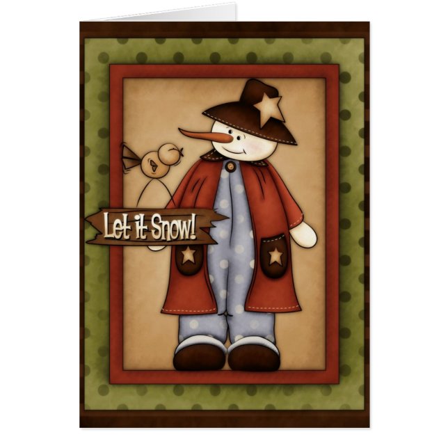 Vinterårsäsong Snowfolk Snögubbe-hälsningskort 5 Hälsningskort (Framsidan)