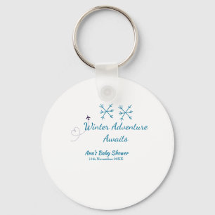 Vinteräventyr väntar baby shower blå snöflinga nyckelring