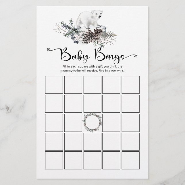 Vinterbabydusch baby bingo-spel (Framsida)