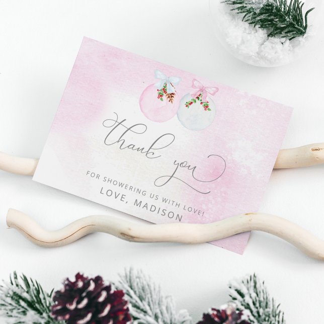 Vinterbabydusch rosa snö tack för ditt kort (Skapare uppladdad)