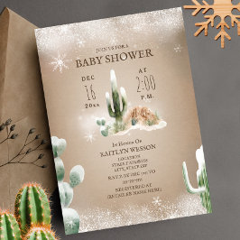 Vinterbabyskor för Desert Snö Cactus Winter Shower Inbjudningar