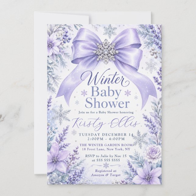 Vinterbåge Baby Shower Inbjudningar (Framsida)