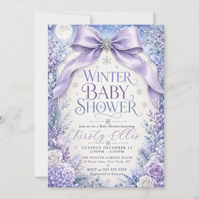 Vinterbåge Baby Shower Inbjudningar (Framsida)