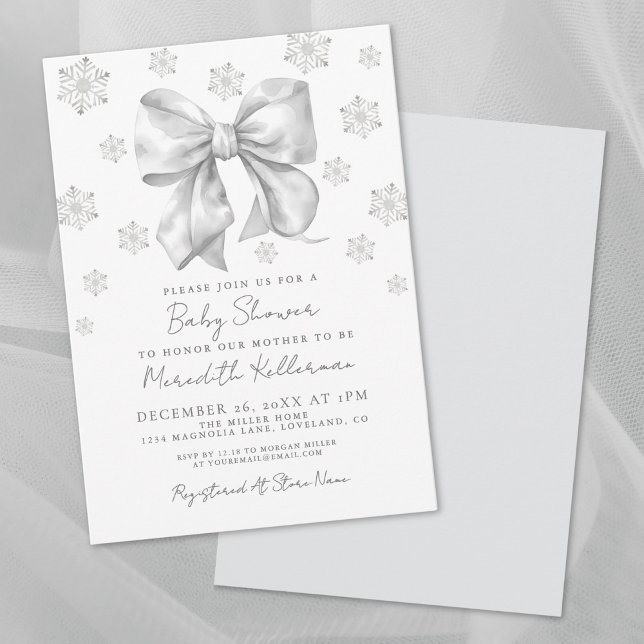 Vinterbåge Bebisens firande Inbjudningar (Winter Bow Baby Shower Invitation)