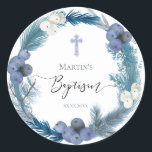 Vinterbaptism Classic Round Sticker Runt Klistermärke<br><div class="desc">Baptismätare</div>