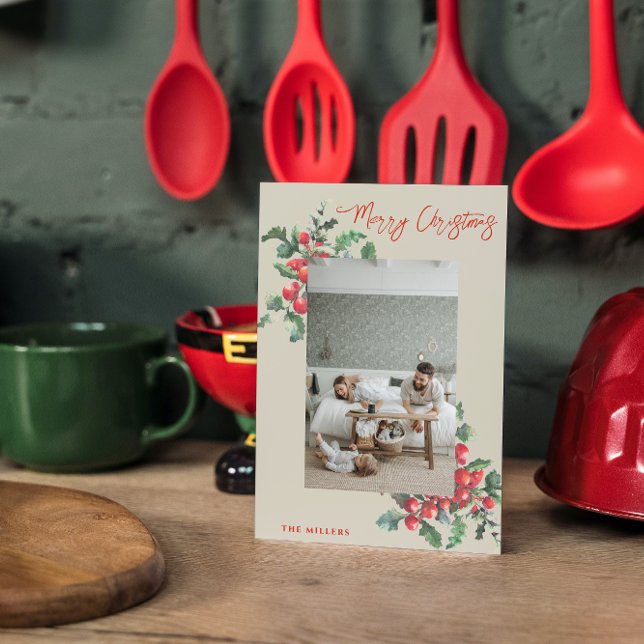 Vinterbär Buske | God Jul | Familjefoto Julkort (Skapare uppladdad)