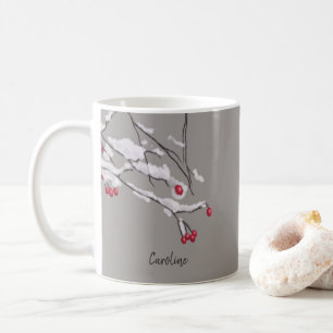 Vinterbär förgrena sig i snöanpassningsbarnamn kaffemugg