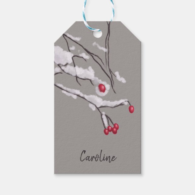 Vinterbär förgrena sig i snöanpassningsbarnamn presentetikett (Framsidan)