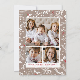 Vinterbär i Ecru Jul Firande Platt Kort