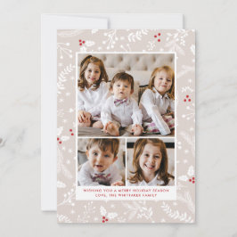 Vinterbär i Ecru Jul Firande Platt Kort