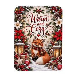 Vinterbär Tallkottar Räv Illustration Magnet