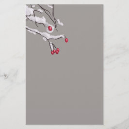 Vinterbärgrenar som täckas i snö brevpapper