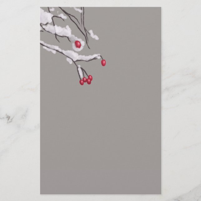 Vinterbärgrenar som täckas i snö brevpapper (Framsida)