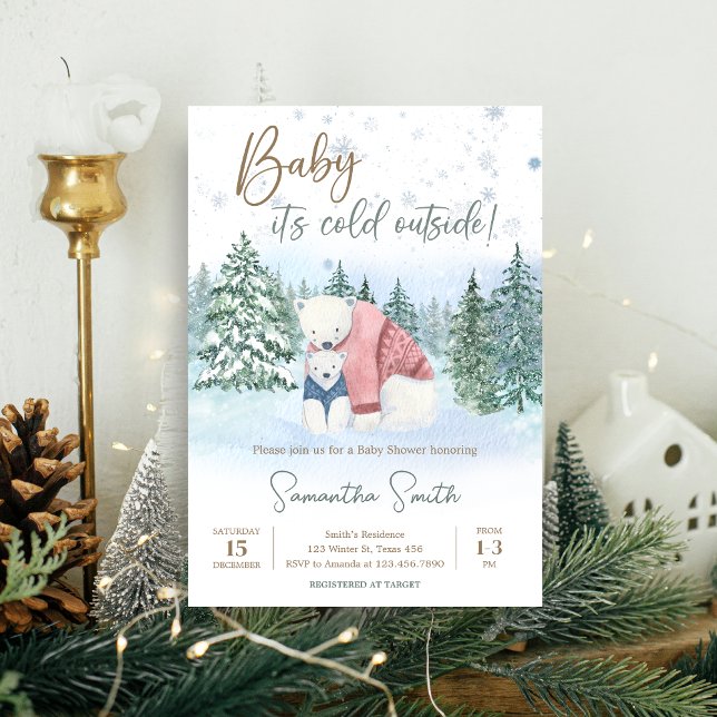 Vinterbarn Det är kallt ute Baby Shower Inbjudningar (Winter Baby Shower Invitation)