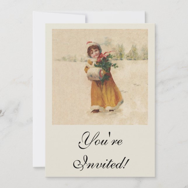 Vinterbarn i julafton inbjudningar (Framsida)