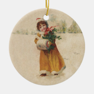Vinterbarn i julafton julgransprydnad keramik